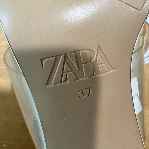 Zara White Heeled Leather Lace-Up Sandals Size 6.5 - Picture 8 of 10